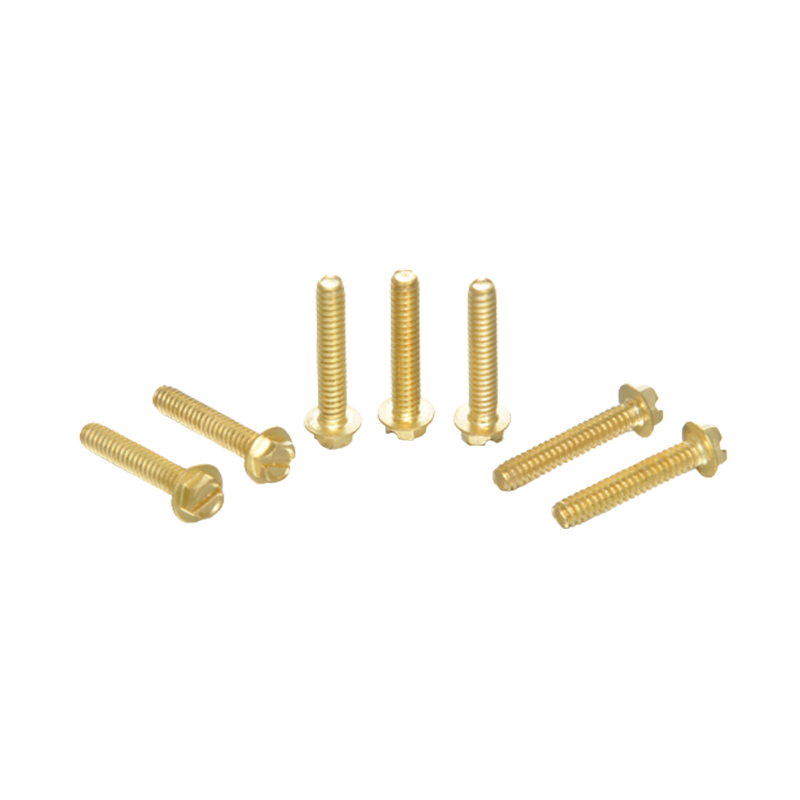 สกรูหน้าแปลนรูปหกเหลี่ยมสังกะสีสีเหลือง